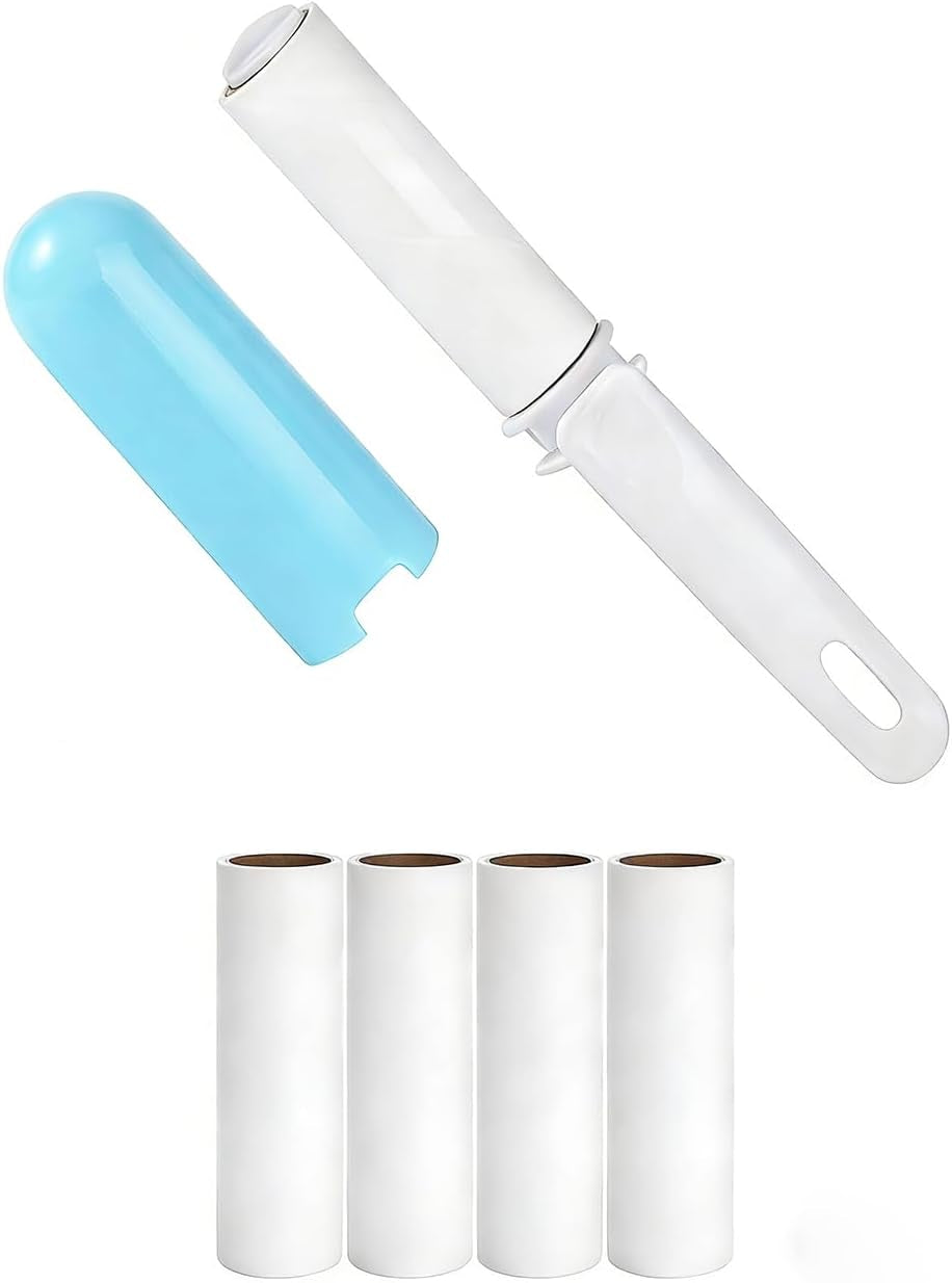 Lint roller in use