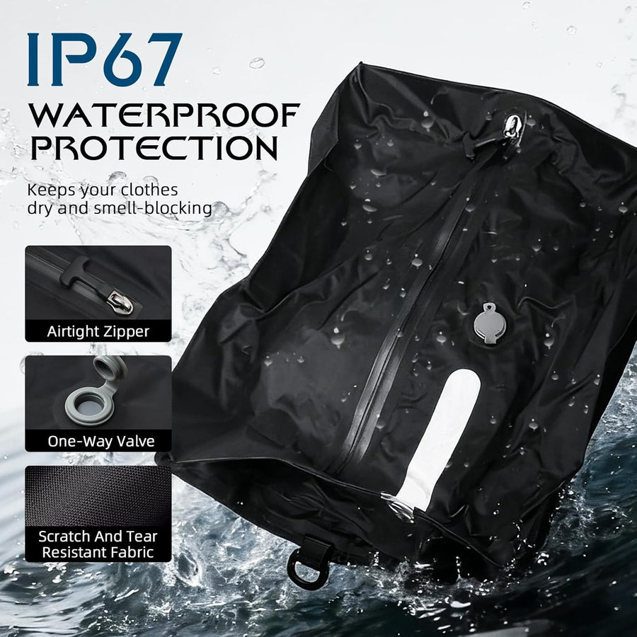 Travel Vacuum Bags with Pump,Space Saver Vacuum Storage Bags, Ip67 Waterproof,Airless Vacuum Kit Travel Carry on Suitcase and Backpack (2 Pack+Pump)