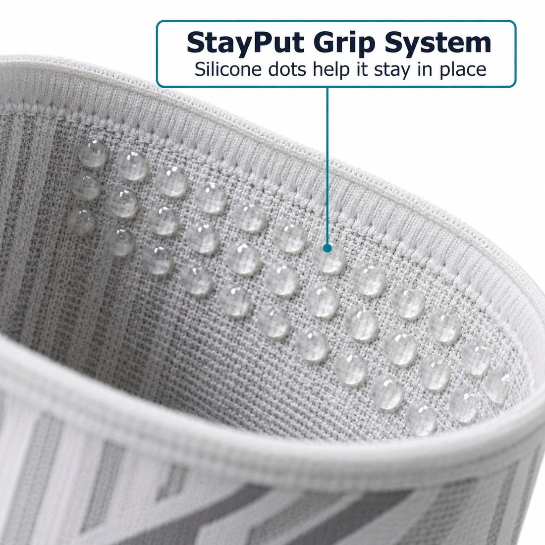 Silicone grip dots inside the cuff