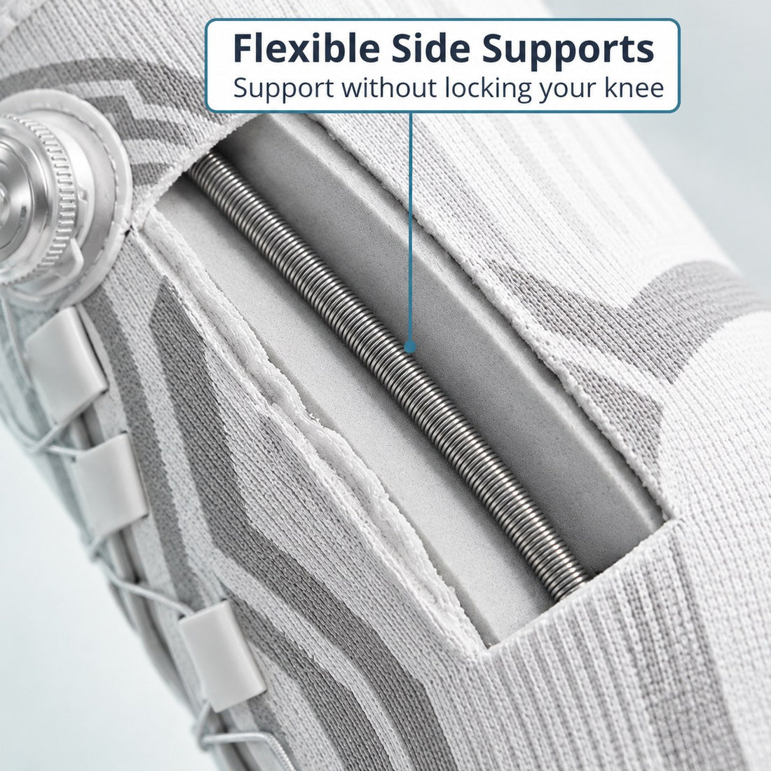 Flexible side spring inside the knit