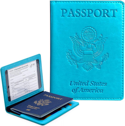 Genuine Leather Passport Holder, RFID Blocking Travel Wallet