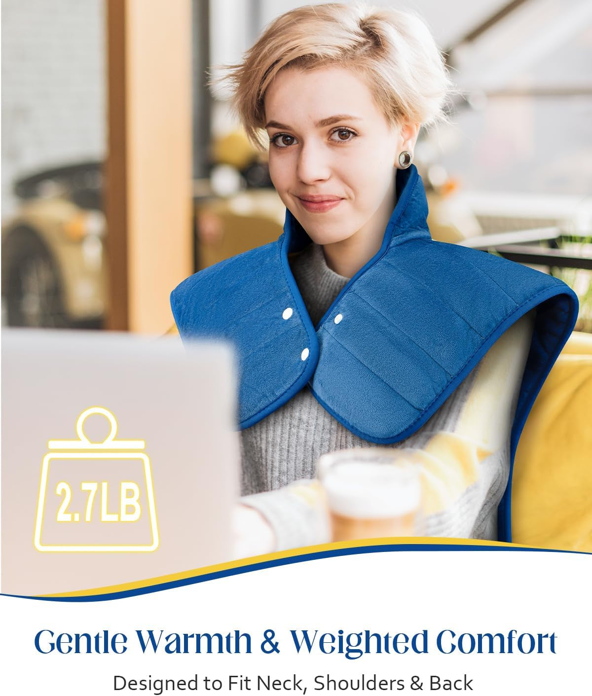 Heating Pad for Neck Shoulders and Back, 2.7Lb Weighted Heat Pad for Full Body Relax, 22" X 37" Electric Heated Pad 6 Heat Levels 4 Auto-Off, Machine Washable, Birthday Gifts for Women Men Mom Dad