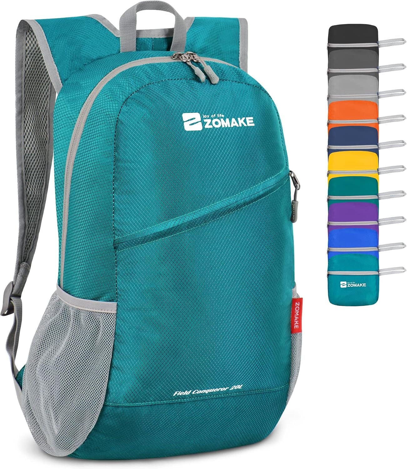Packable backpack in use