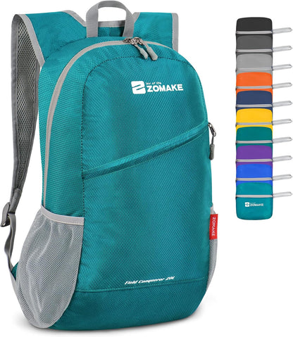 Packable backpack in use