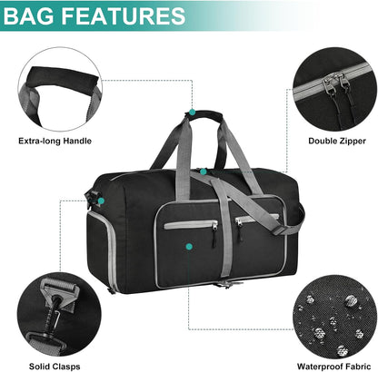 40L Foldable Duffle Bag, Travel & Weekender, Overnight, Gym
