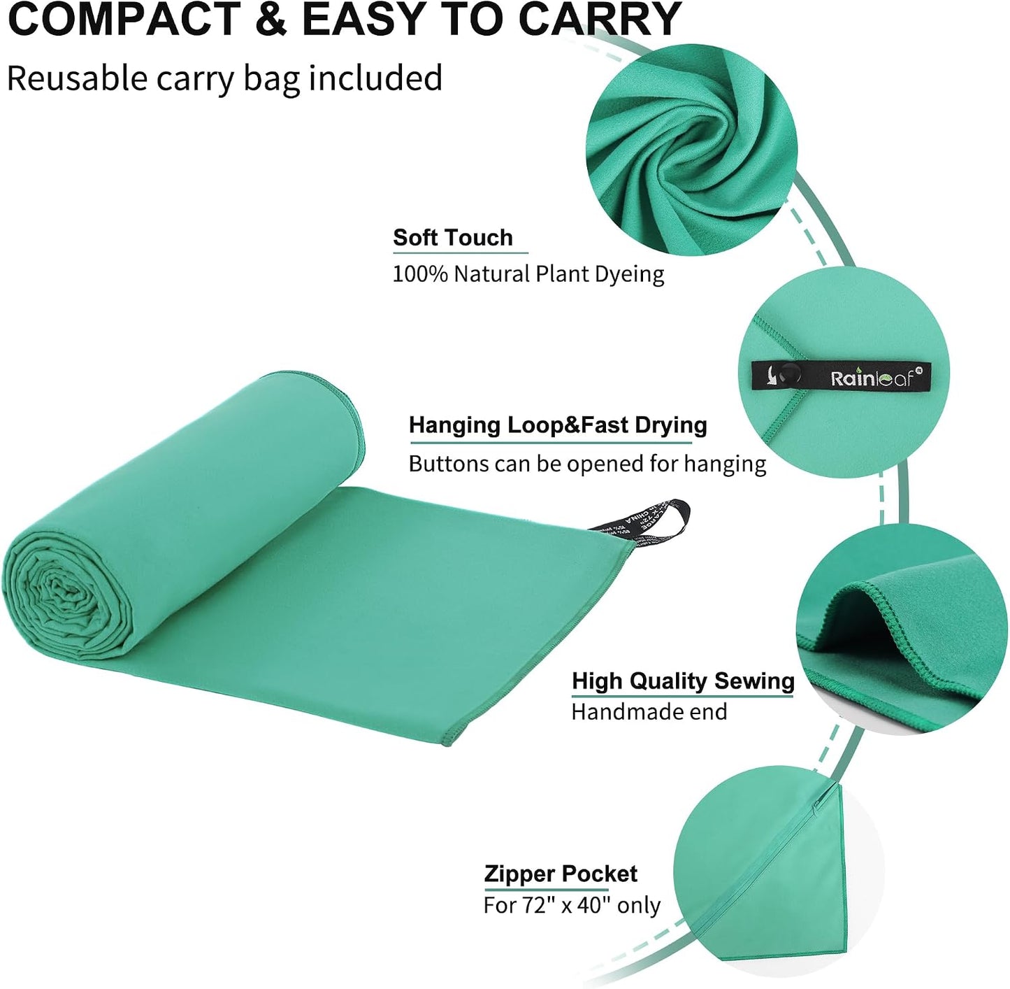 Microfiber Towel Quick Dry Camping & Travel & Gym Towel. Compact