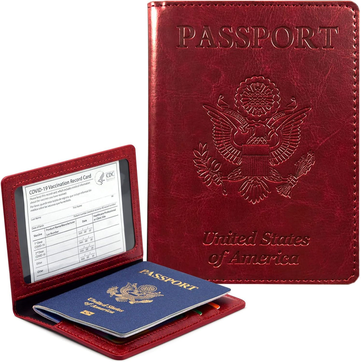 Genuine Leather Passport Holder, RFID Blocking Travel Wallet