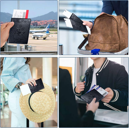 Genuine Leather Passport Holder, RFID Blocking Travel Wallet