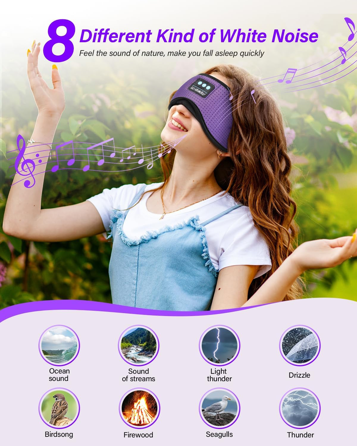 Sleep Headphones, White Noise Bluetooth Sleep Mask 3D Breathable Wireless Eye Mask for Timing, Sleep Mask with Bluetooth Headphones for Side Sleepers Travel Yoga, Cool Gadgets for Women Men