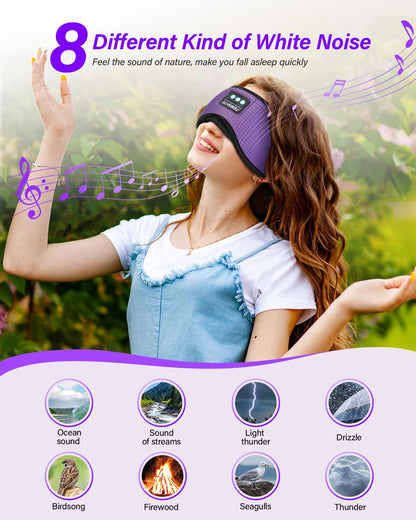 Sleep Headphones, White Noise Bluetooth Sleep Mask 3D Breathable Wireless Eye Mask for Timing, Sleep Mask with Bluetooth Headphones for Side Sleepers Travel Yoga, Cool Gadgets for Women Men