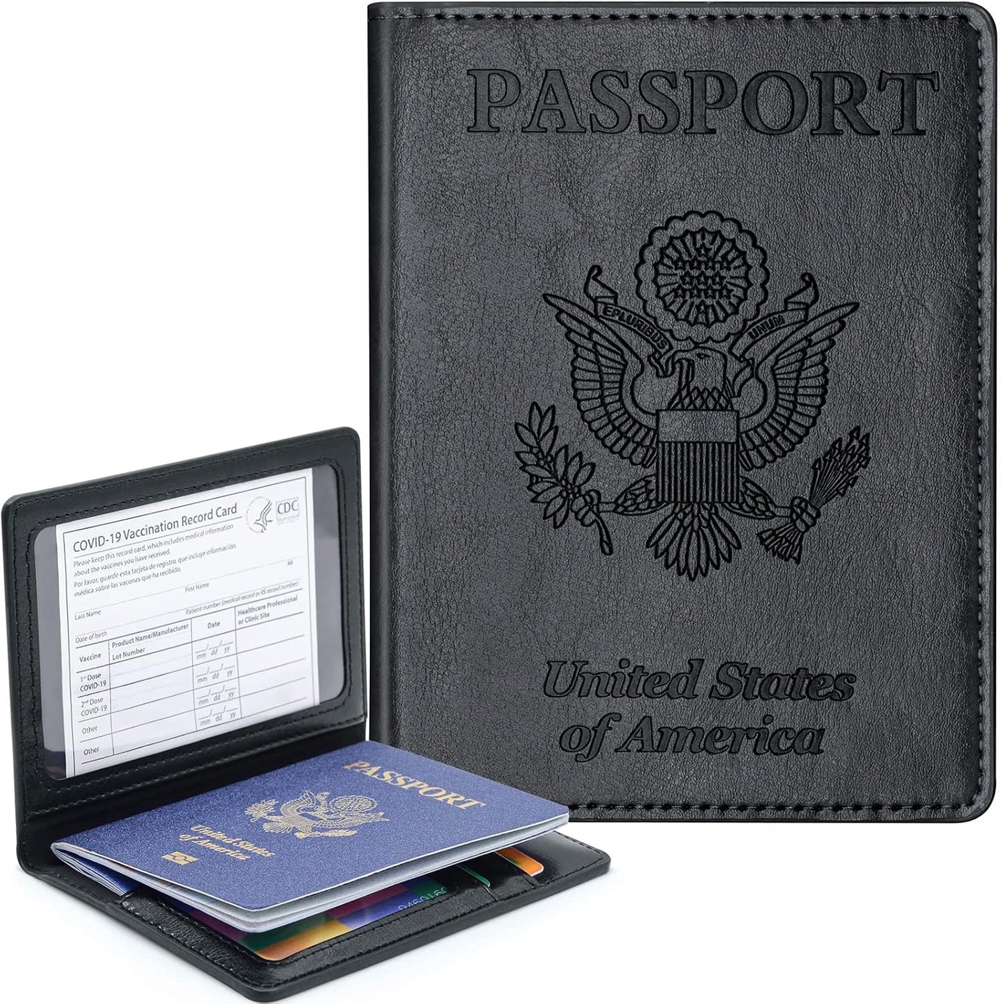 Genuine Leather Passport Holder, RFID Blocking Travel Wallet