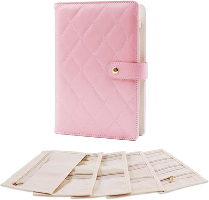 Travel Jewelry Organizer Case ， Portable Jewelry Organizers Storage Book, Compact Jewelry Roll for Earrings, Rings, Necklaces - Perfect Jewelry Travel Bag for Women