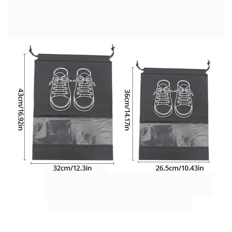 5Pcs/Set Shoe Storage Bag with Thickened Non-Woven Fabric Strap Mouth Large Capacity Travel Waterproof Shoe Bag Moistureproof
