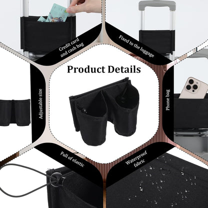 Luggage Cup Holder for Suitcases,Oxford Cloth Suitcase Cup Holder, Portable and Adjustable Luggages Drink Holders, Suitable for Luggages Handle, Travel Accessories,Black