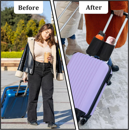 Luggage Cup Holder for Suitcases,Oxford Cloth Suitcase Cup Holder, Portable and Adjustable Luggages Drink Holders, Suitable for Luggages Handle, Travel Accessories,Black