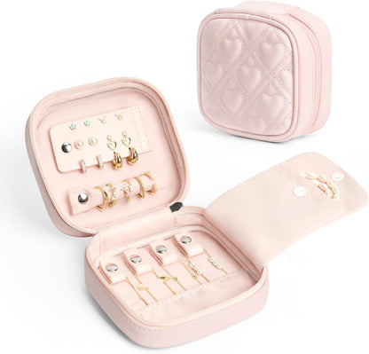 Quilted Travel Jewelry Case for Women, Puffer Jewelry Organized Bag