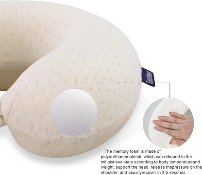 Memory Foam Neck Pillow, Travel Neck Pillow, Beige