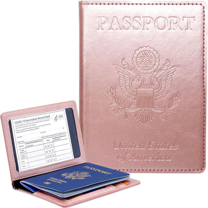 Genuine Leather Passport Holder, RFID Blocking Travel Wallet