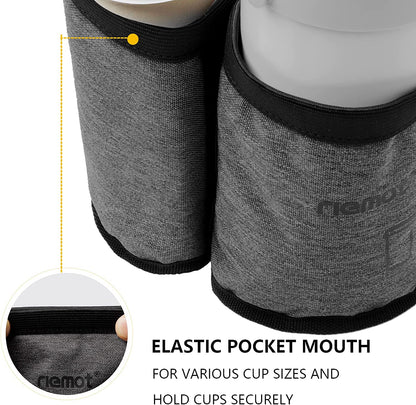 Luggage Travel Cup Holder Free Hand Drink Carrier - Hold Two Coffee Mugs - Fits Roll on Suitcase Handles - Gifts for Flight Attendants Travelers Accessories Grey