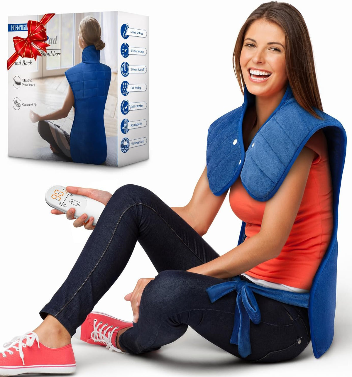 Weighted heated wrap for neck, shoulders and back