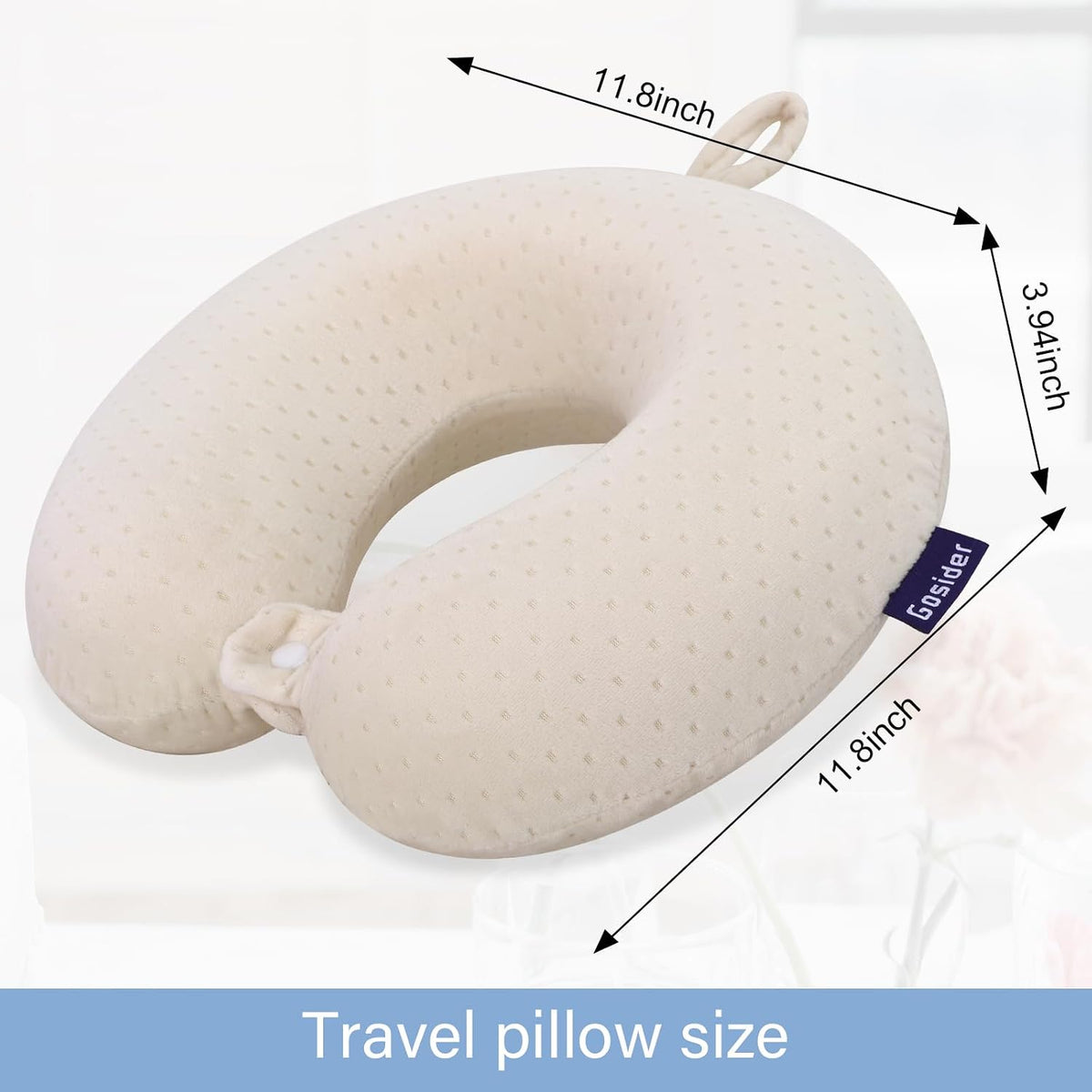 Memory Foam Neck Pillow, Travel Neck Pillow, Beige