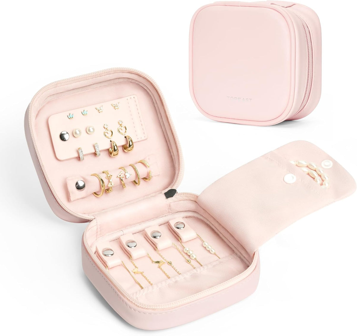 Quilted Travel Jewelry Case for Women, Puffer Jewelry Organized Bag