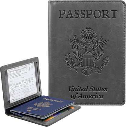 Genuine Leather Passport Holder, RFID Blocking Travel Wallet