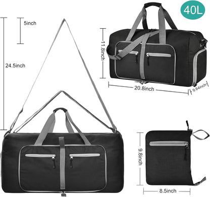 40L Foldable Duffle Bag, Travel & Weekender, Overnight, Gym