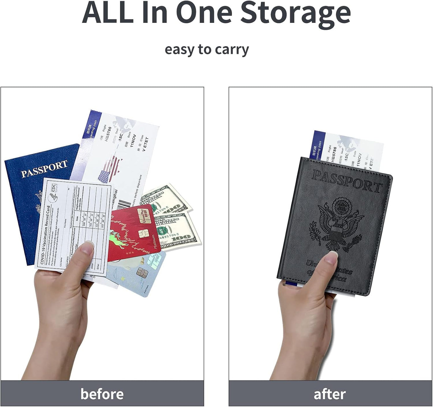 Genuine Leather Passport Holder, RFID Blocking Travel Wallet