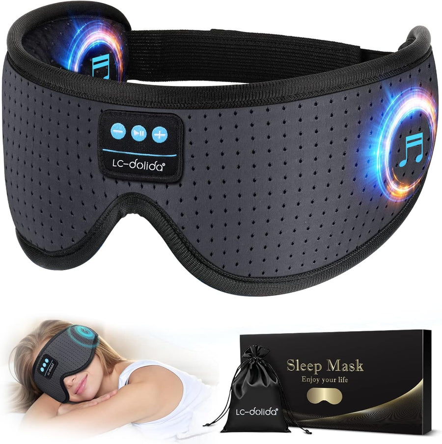 Sleep Headphones, White Noise Bluetooth Sleep Mask 3D Breathable Wireless Eye Mask for Timing, Sleep Mask with Bluetooth Headphones for Side Sleepers Travel Yoga, Cool Gadgets for Women Men