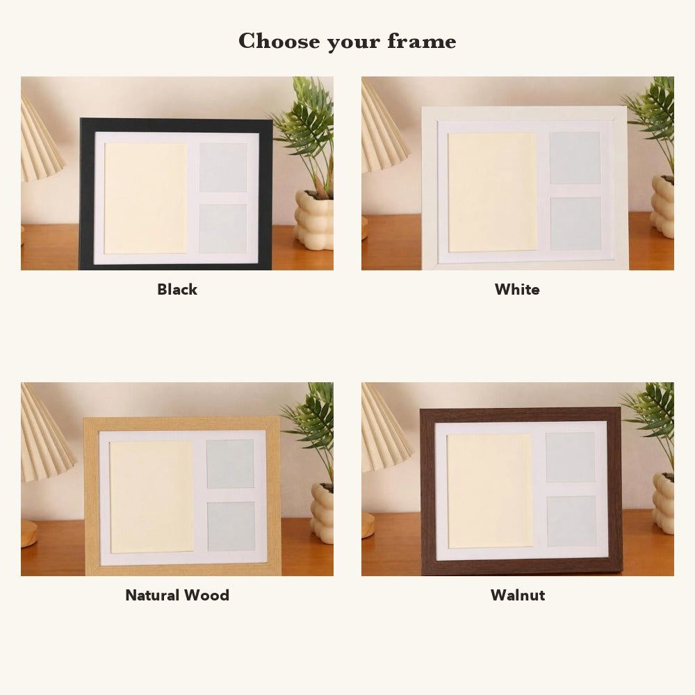 Frame colors: Black, White, Natural Wood and Walnut