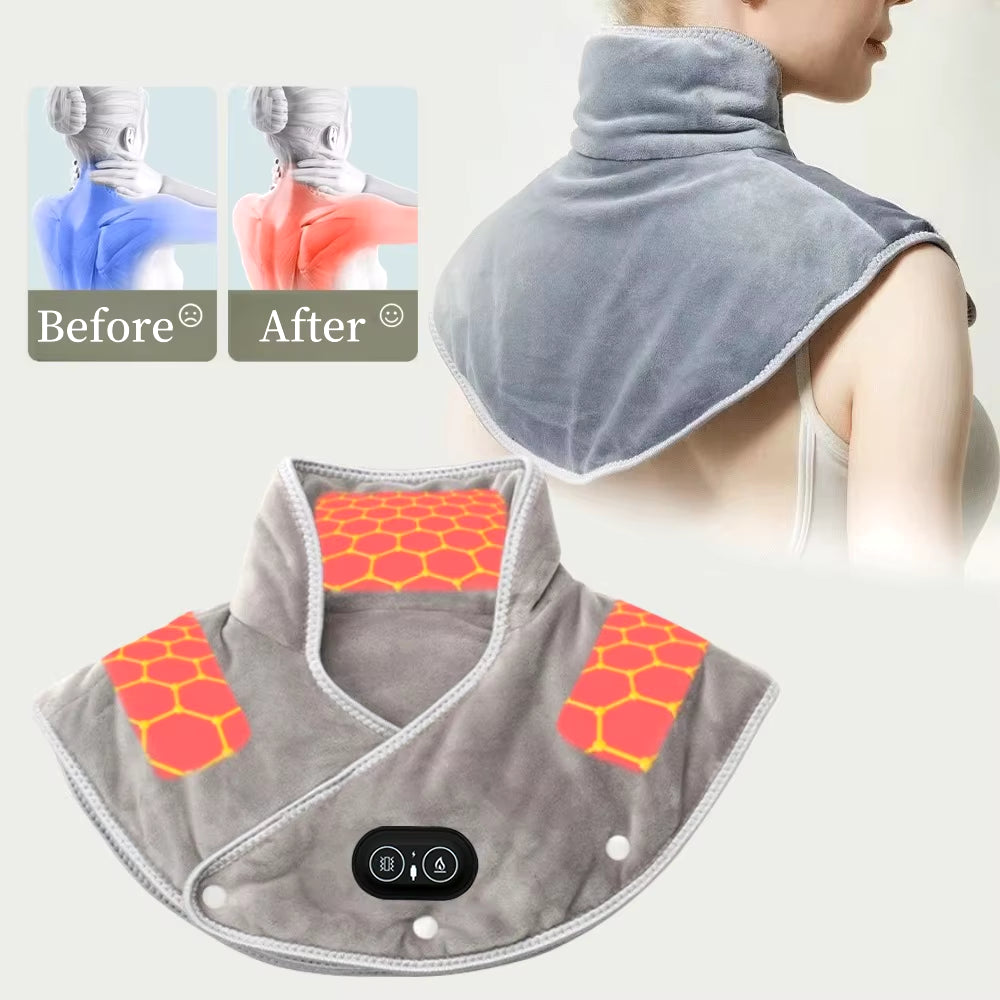 Electric Heating Shoulder Neck Pad Massager USB Cervical Brace Wrap Thermal Compress Relieve Pain Fatigue Warm Back Brace Tool