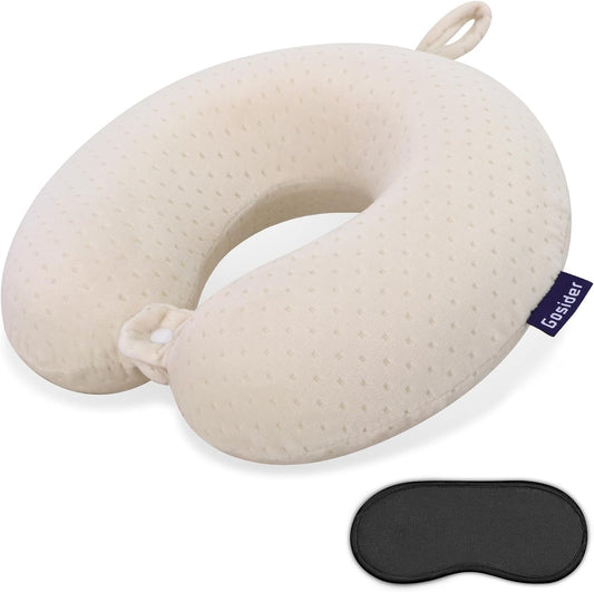 Memory Foam Neck Pillow, Travel Neck Pillow, Beige