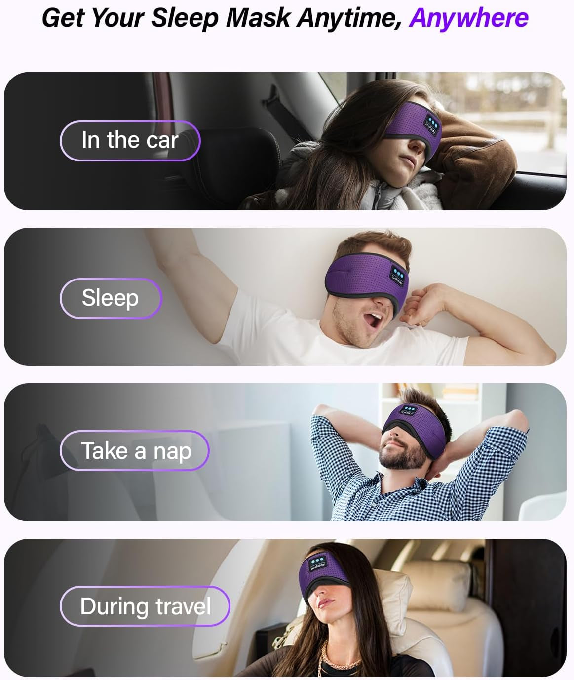 Sleep Headphones, White Noise Bluetooth Sleep Mask 3D Breathable Wireless Eye Mask for Timing, Sleep Mask with Bluetooth Headphones for Side Sleepers Travel Yoga, Cool Gadgets for Women Men