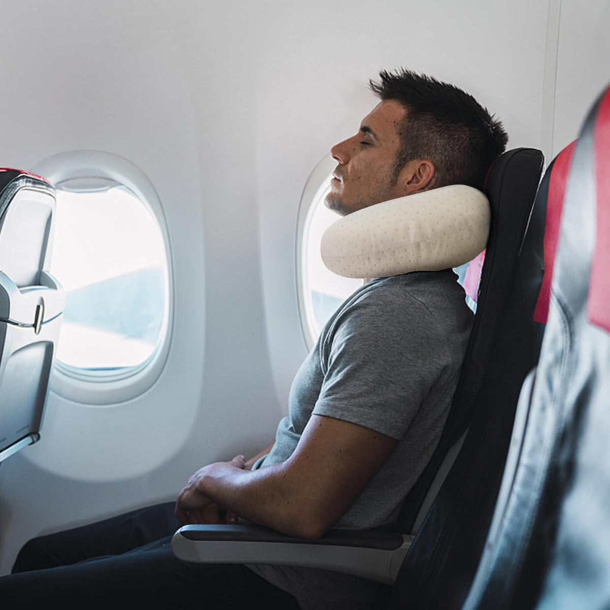 Memory Foam Neck Pillow, Travel Neck Pillow, Beige