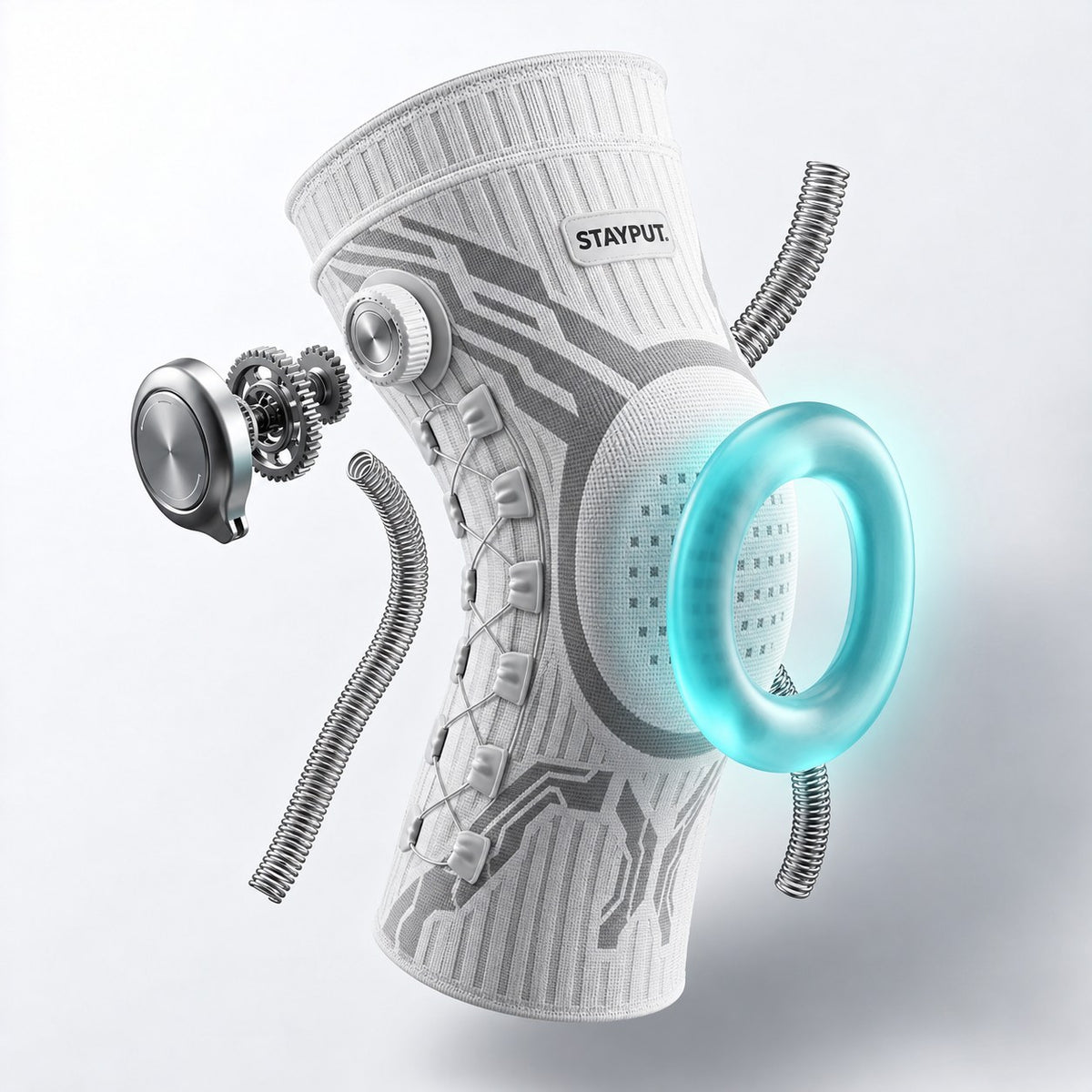 Turning the StayPut dial to adjust the fit