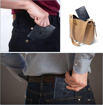 Genuine Leather Passport Holder, RFID Blocking Travel Wallet