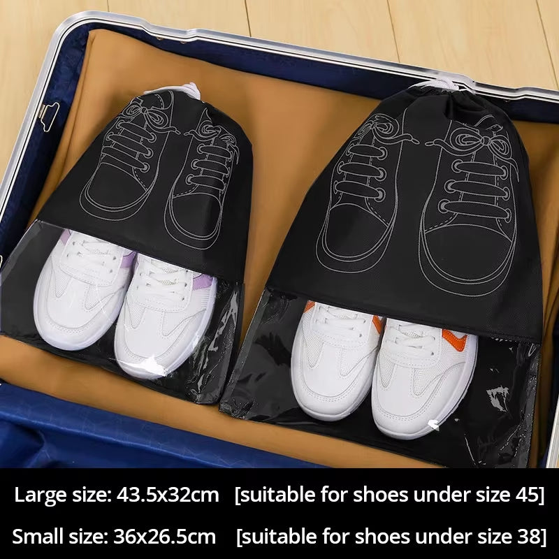 5Pcs/Set Shoe Storage Bag with Thickened Non-Woven Fabric Strap Mouth Large Capacity Travel Waterproof Shoe Bag Moistureproof