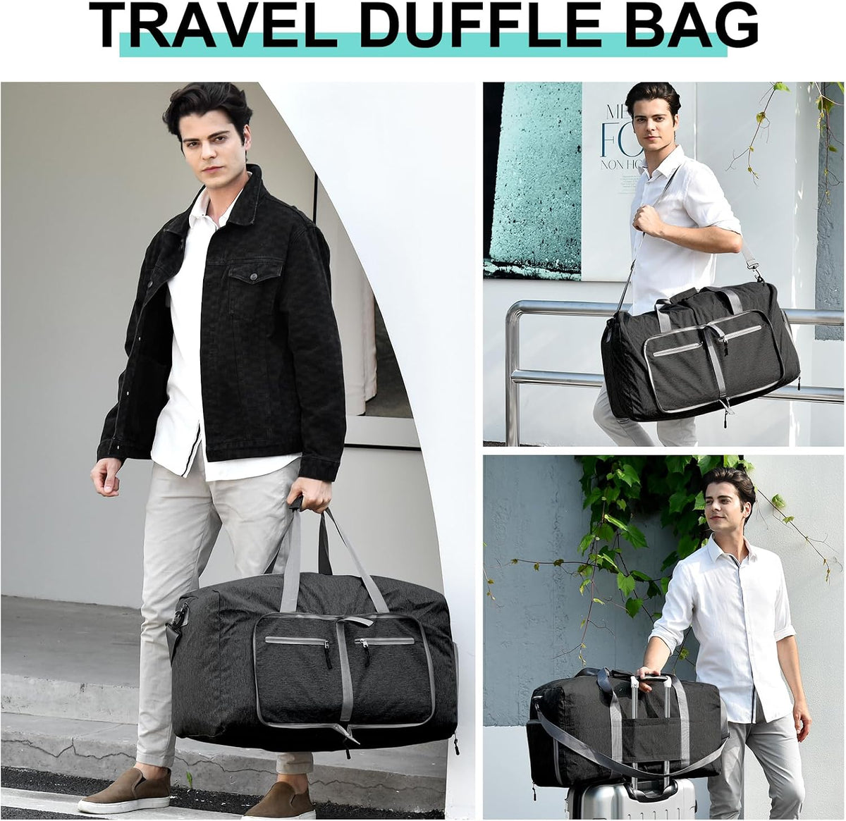 40L Foldable Duffle Bag, Travel & Weekender, Overnight, Gym
