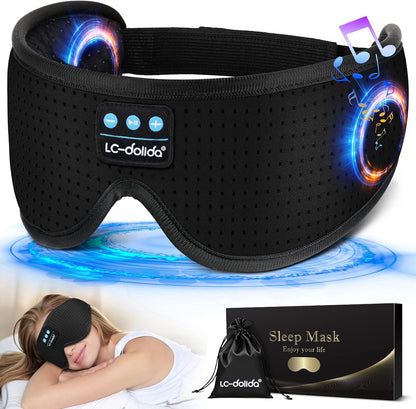 Sleep Headphones, White Noise Bluetooth Sleep Mask 3D Breathable Wireless Eye Mask for Timing, Sleep Mask with Bluetooth Headphones for Side Sleepers Travel Yoga, Cool Gadgets for Women Men