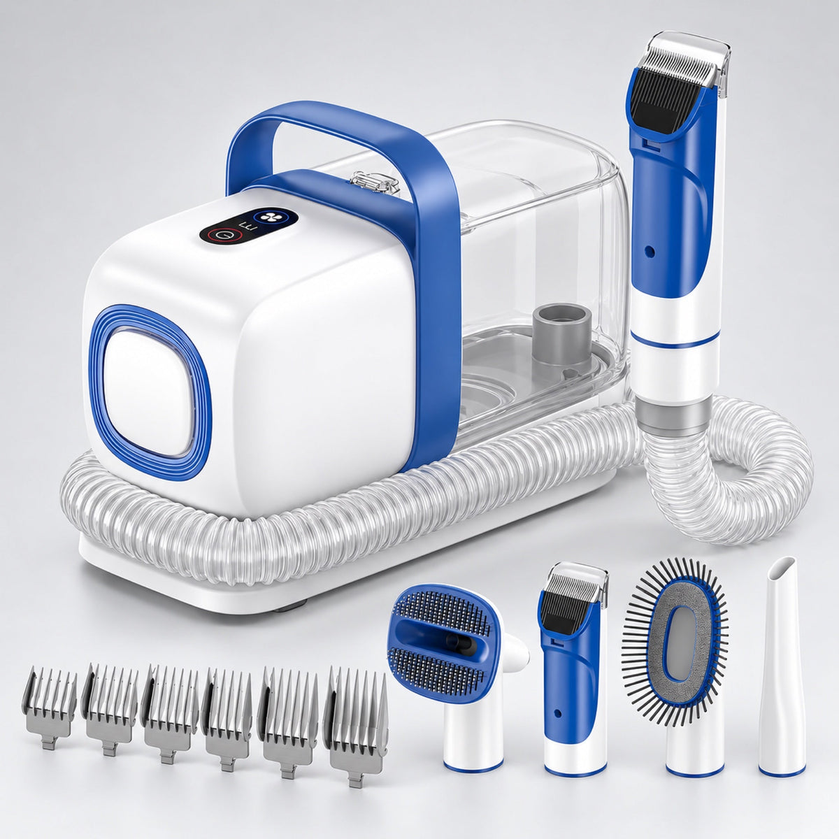 Kelvoi Pet Grooming Vacuum Kit with hose, clipper, 6 guide combs and grooming heads