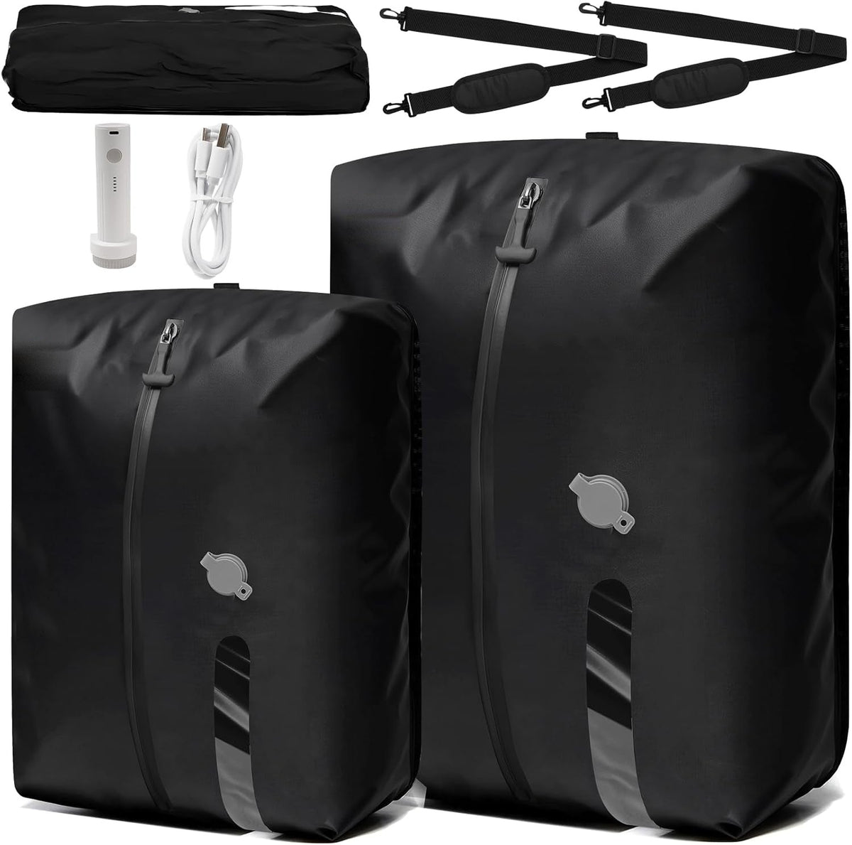 Kelvoi CinchVault 2.0 vacuum compression bag set with pump and straps